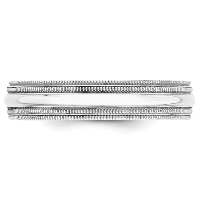 10k White Gold 5mm Double Milgrain Comfort Fit Wedding Band Size 9
