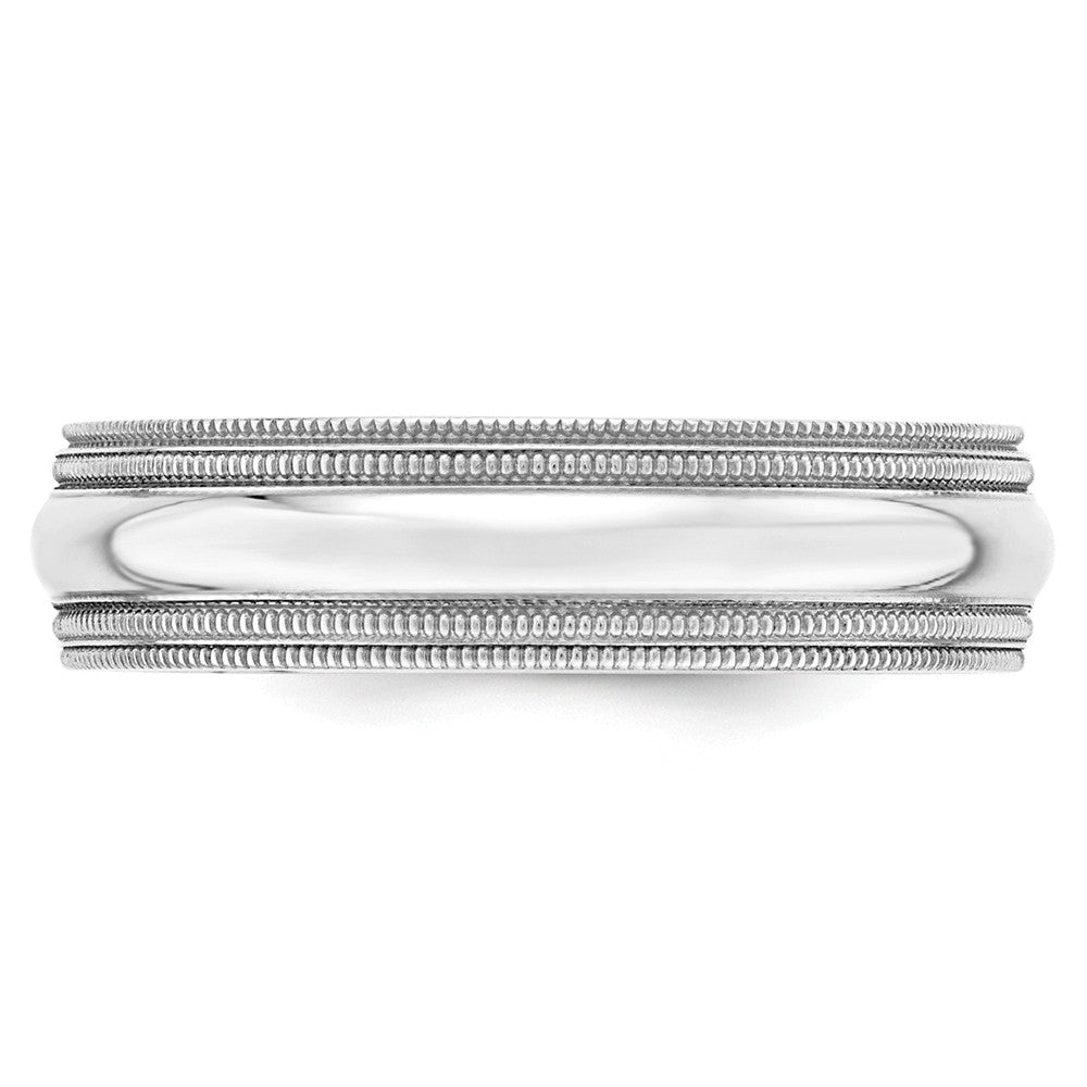 10k White Gold 6mm Double Milgrain Comfort Fit Wedding Band Size 9.5