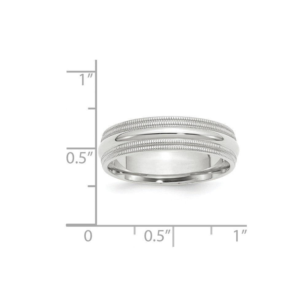 10k White Gold 6mm Double Milgrain Comfort Fit Wedding Band Size 9.5