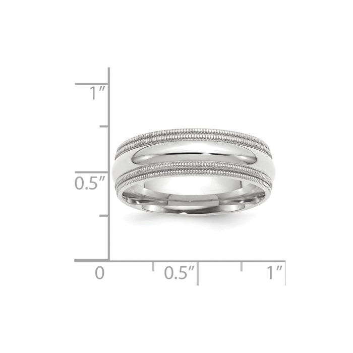 10k White Gold 7mm Double Milgrain Comfort Fit Wedding Band Size 4.5