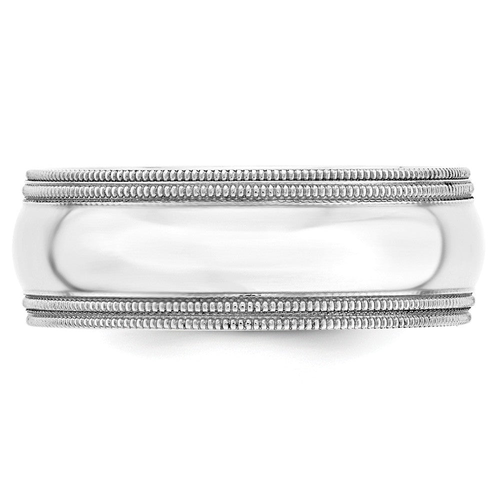 10k White Gold 8mm Double Milgrain Comfort Fit Wedding Band Size 12.5