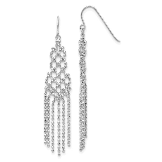 Million Charms 14k White Gold Beaded Earrings, 55mm x 11mm