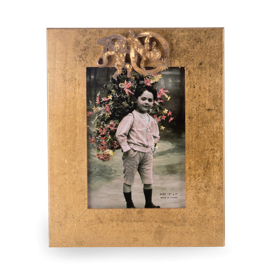 Occasion Gallery Gold Color  Gold Leaf 5"x7" Angel Frame with Easel Back. 8 L x 0.25 W x 10 H in.