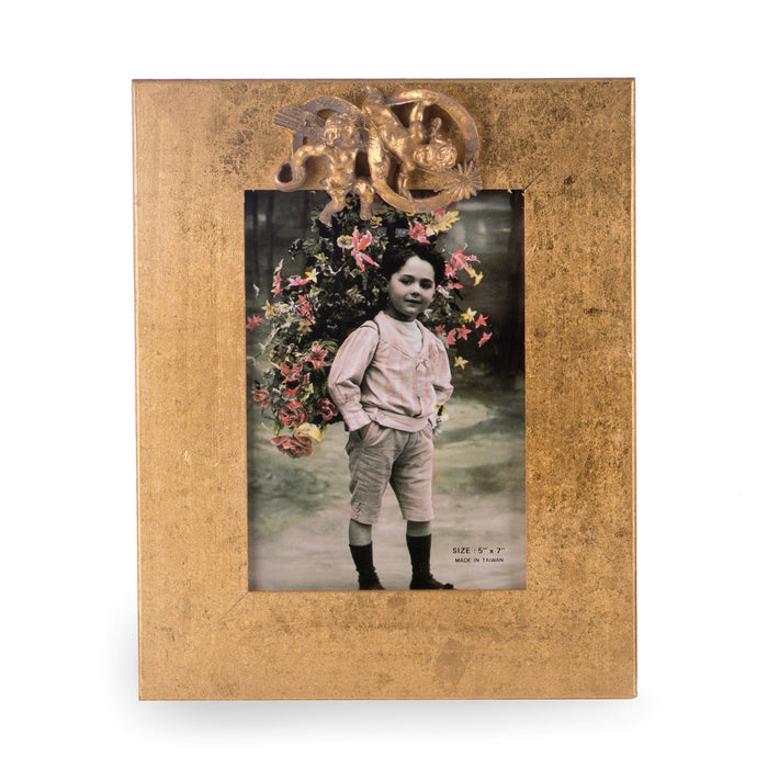 Occasion Gallery Gold Color  Gold Leaf 5"x7" Angel Frame with Easel Back. 8 L x 0.25 W x 10 H in.