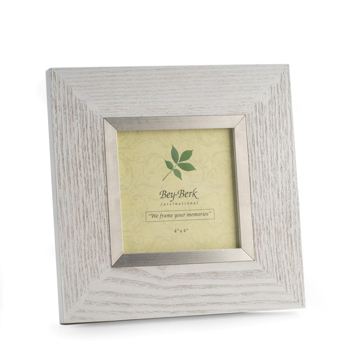 Occasion Gallery WHITE Color Rustic White 4x4 Picture Frame with Easel Back, Wall Mountable.  8.5 L x 0.5 W x 8.5 H in.