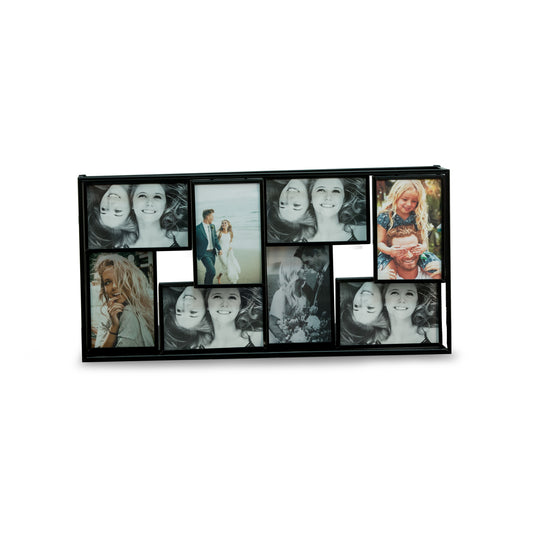 Occasion Gallery Black Color Black Metal 4"x6" Photo Collage Frame, 8 Photos 21 L x 3.5 W x 10.5 H in.