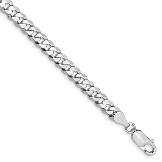 Million Charms 14k White Gold 4.75mm Beveled Curb Chain, Chain Length: 7 inches