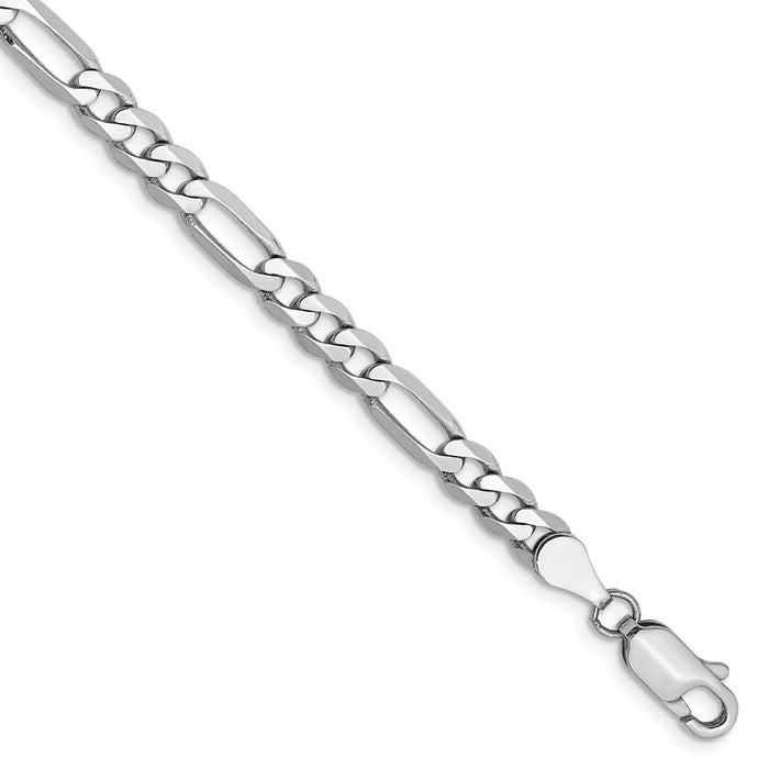 Million Charms 14k White Gold 4.5mm Flat Figaro Chain, Chain Length: 8 inches