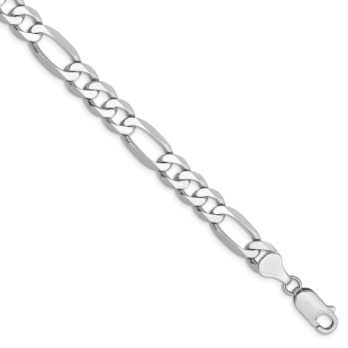 Million Charms 14k White Gold 7.0mm Figaro Chain, Chain Length: 8 inches