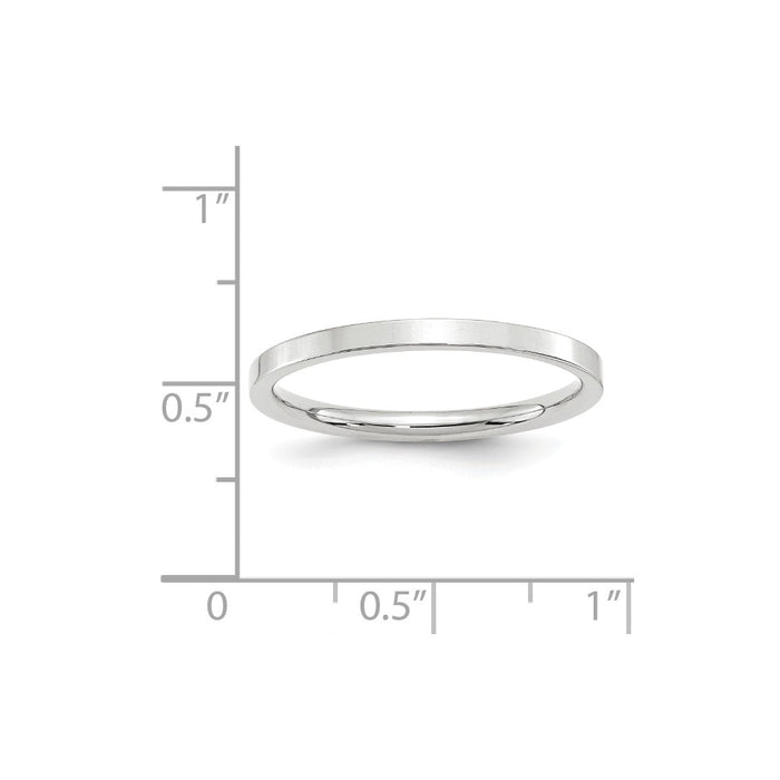 10k White Gold 2mm Standard Flat Comfort Fit Wedding Band Size 13