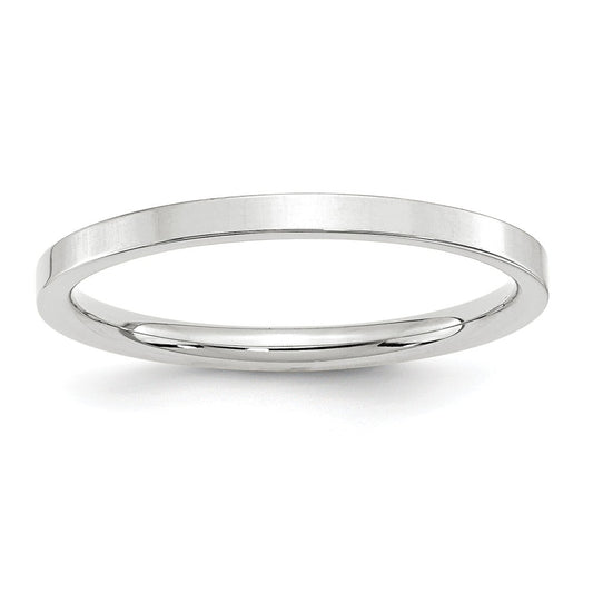10k White Gold 2mm Standard Flat Comfort Fit Wedding Band Size 11