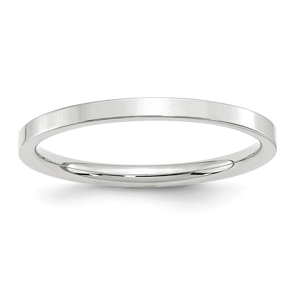 10k White Gold 2mm Standard Flat Comfort Fit Wedding Band Size 14