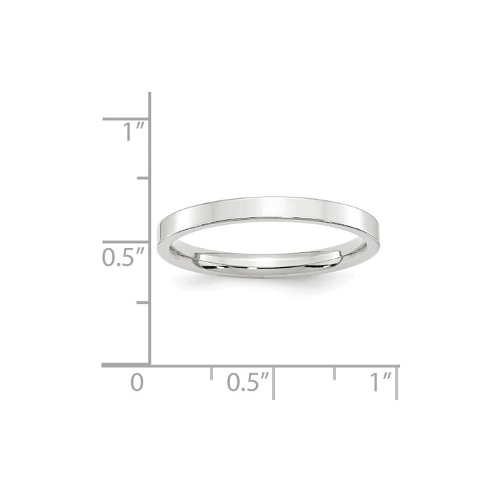 10k White Gold 2.5mm Standard Flat Comfort Fit Wedding Band Size 4.5