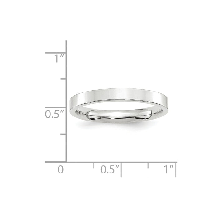 10k White Gold 3mm Standard Flat Comfort Fit Wedding Band Size 10.5