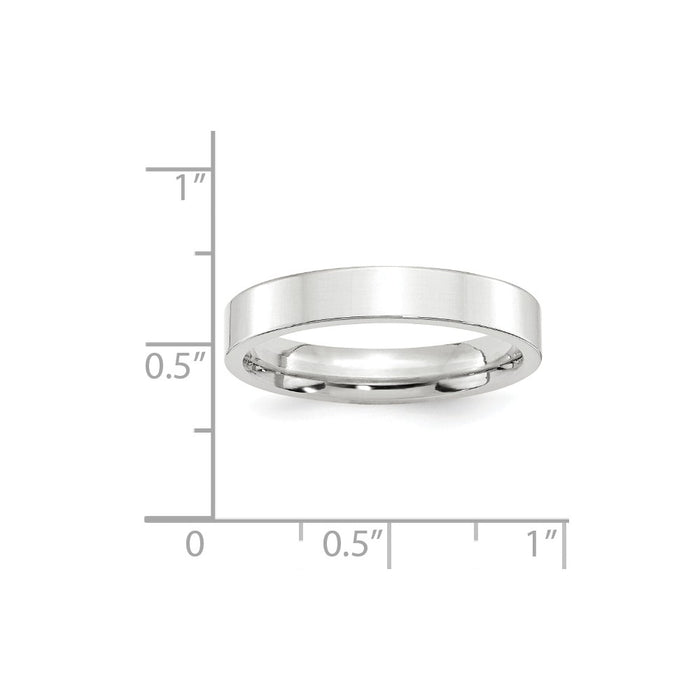 10k White Gold 4mm Standard Flat Comfort Fit Wedding Band Size 7.5