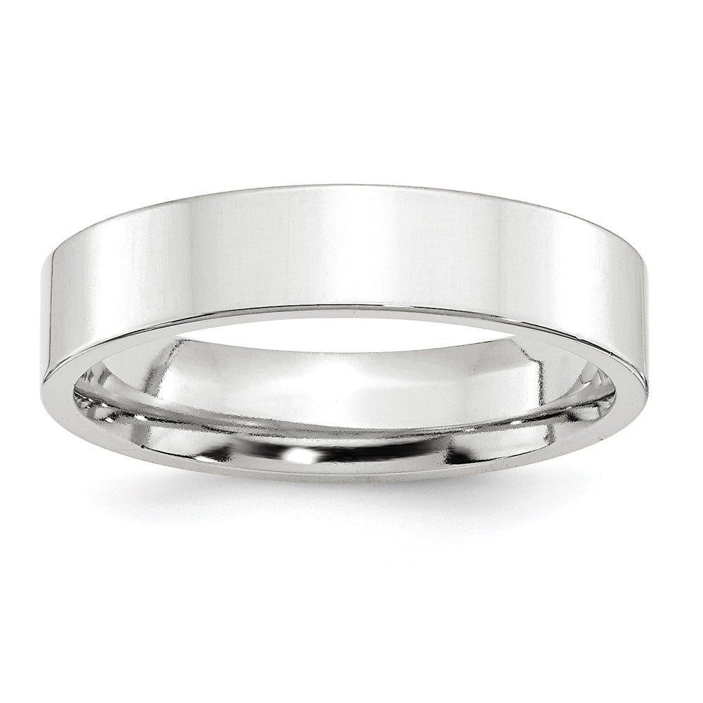 10k White Gold 5mm Standard Flat Comfort Fit Wedding Band Size 12.5