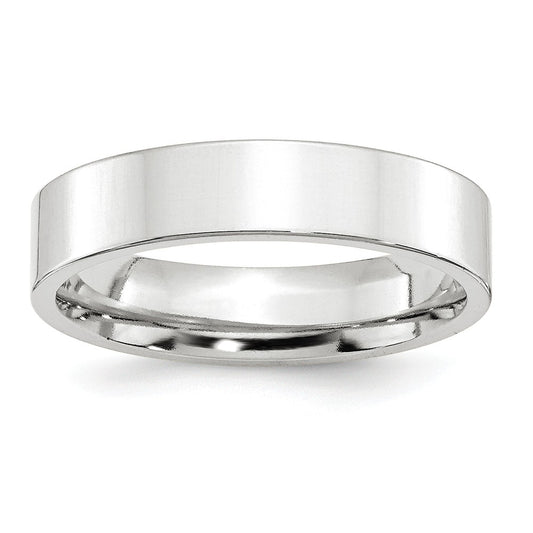 10k White Gold 5mm Standard Flat Comfort Fit Wedding Band Size 14