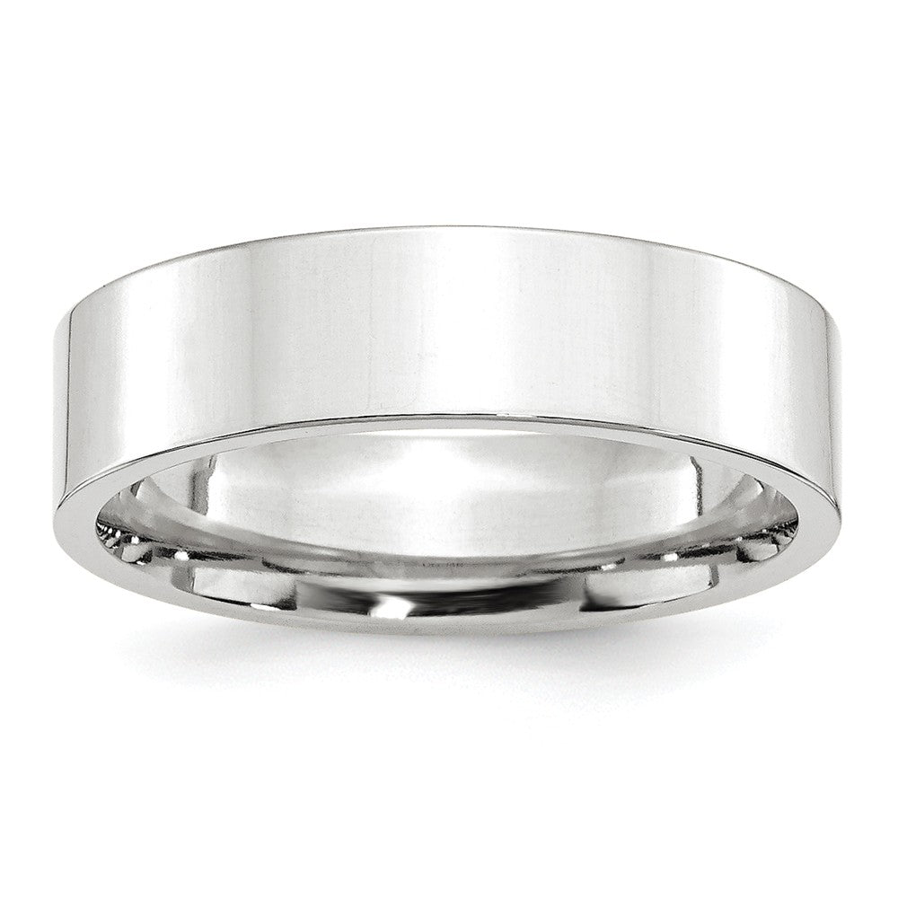 10k White Gold 6mm Standard Flat Comfort Fit Wedding Band Size 6