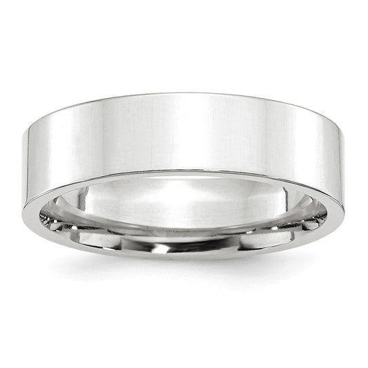 10k White Gold 6mm Standard Flat Comfort Fit Wedding Band Size 13.5