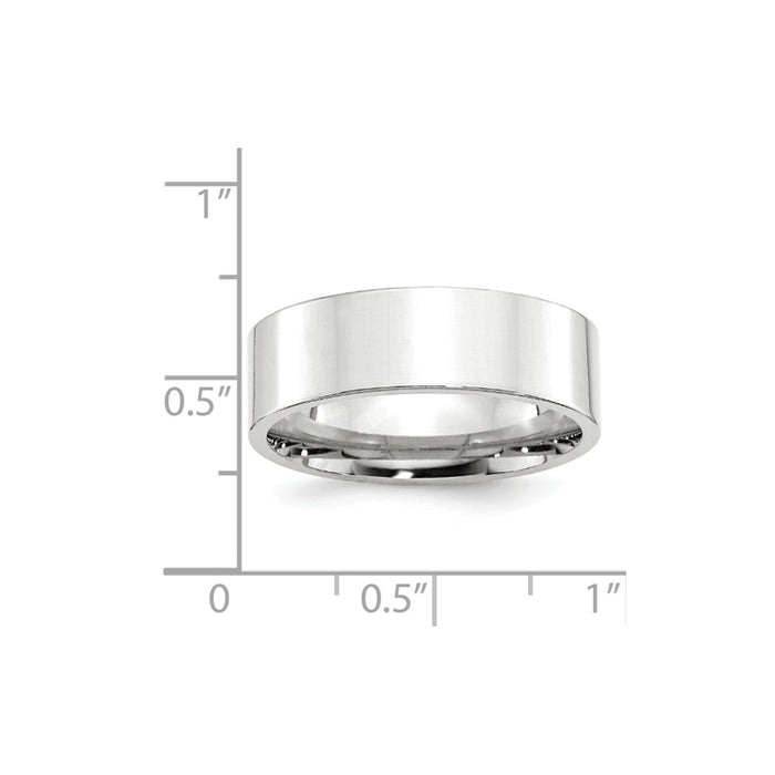 10k White Gold 7mm Standard Flat Comfort Fit Wedding Band Size 11