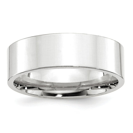 10k White Gold 7mm Standard Flat Comfort Fit Wedding Band Size 12.5