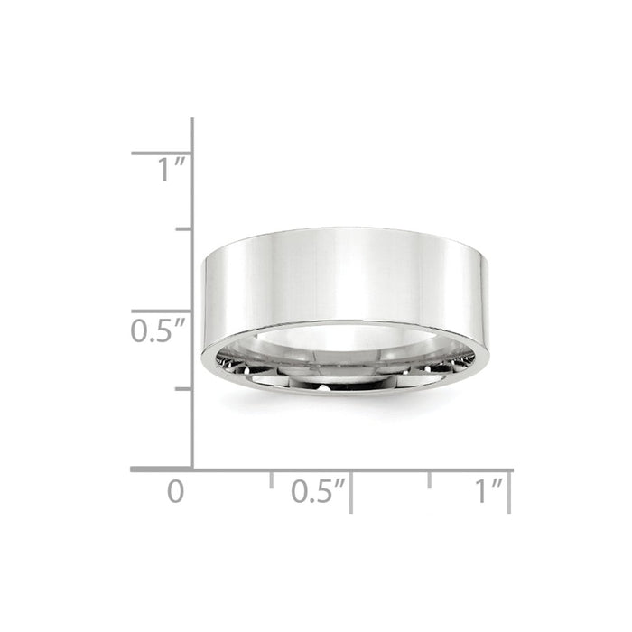 10k White Gold 8mm Standard Flat Comfort Fit Wedding Band Size 10.5