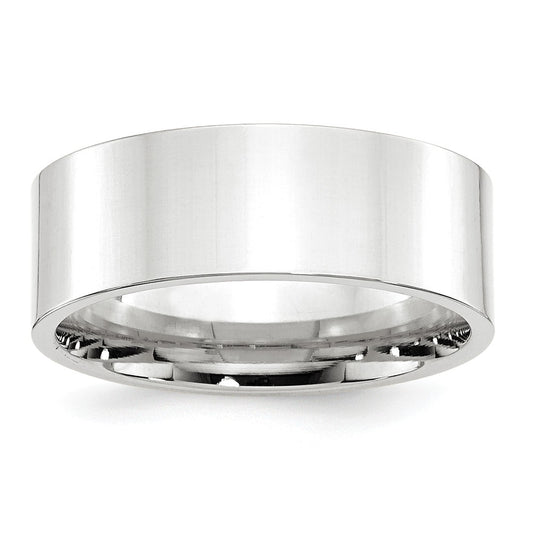 10k White Gold 8mm Standard Flat Comfort Fit Wedding Band Size 11.5