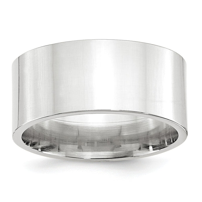 10k White Gold 10mm Standard Flat Comfort Fit Wedding Band Size 11