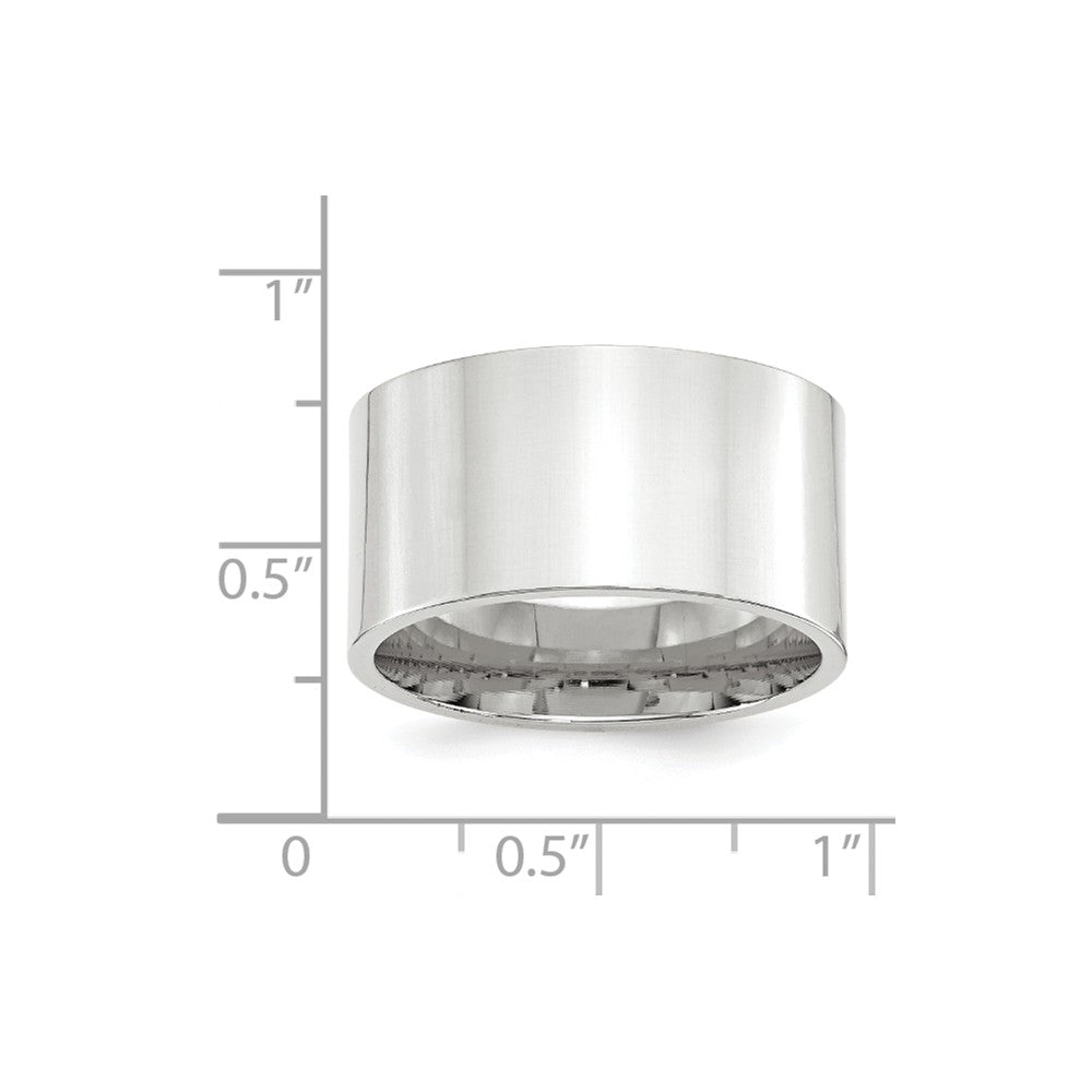 10k White Gold 12mm Standard Flat Comfort Fit Wedding Band Size 13