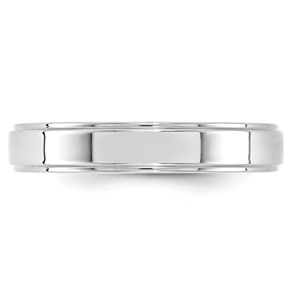 10k White Gold 4mm Flat with Step Edge Wedding Band Size 12