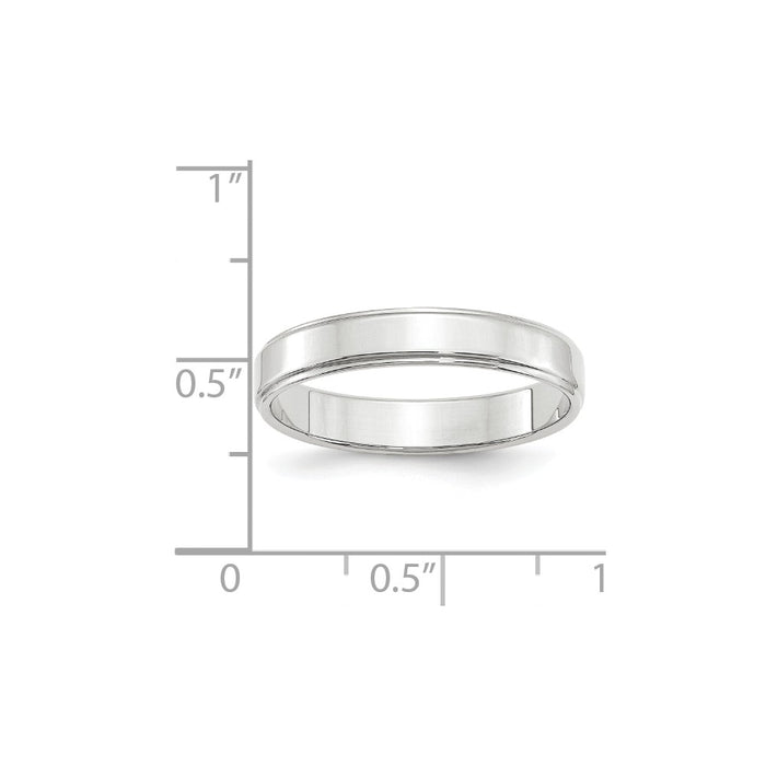 10k White Gold 4mm Flat with Step Edge Wedding Band Size 5