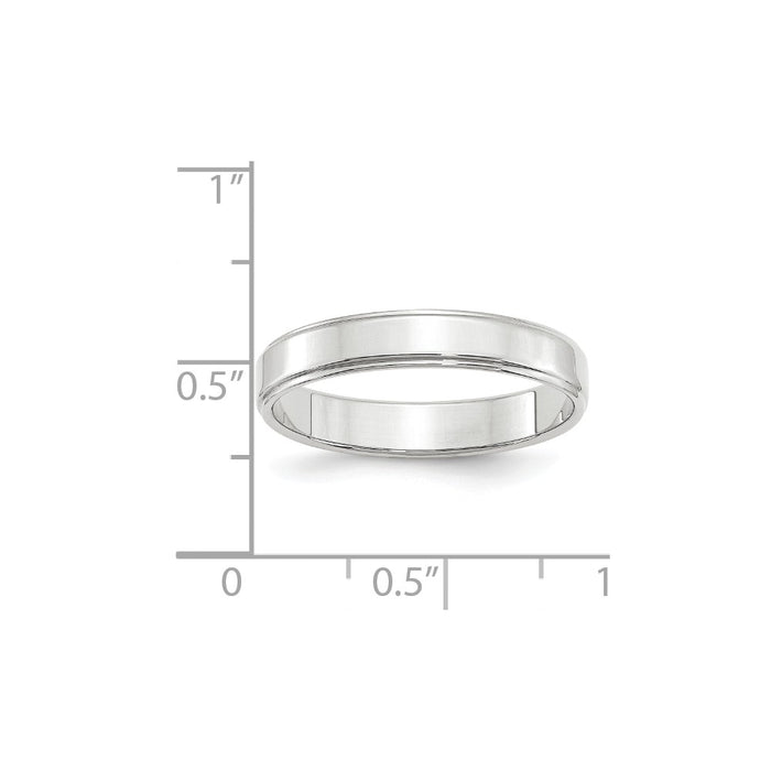 10k White Gold 4mm Flat with Step Edge Wedding Band Size 4.5