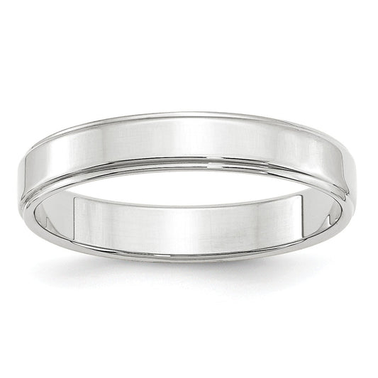 10k White Gold 4mm Flat with Step Edge Wedding Band Size 12.5