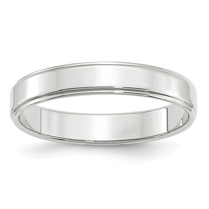10k White Gold 4mm Flat with Step Edge Wedding Band Size 14