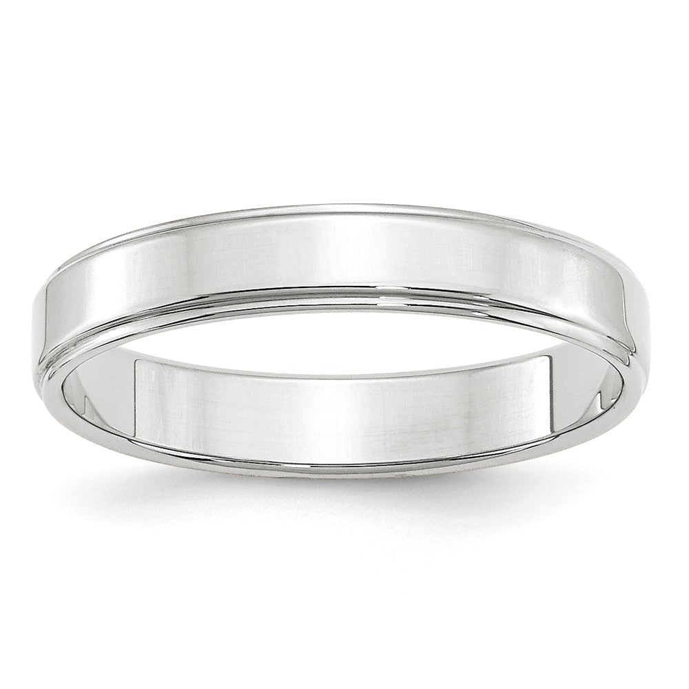10k White Gold 4mm Flat with Step Edge Wedding Band Size 13