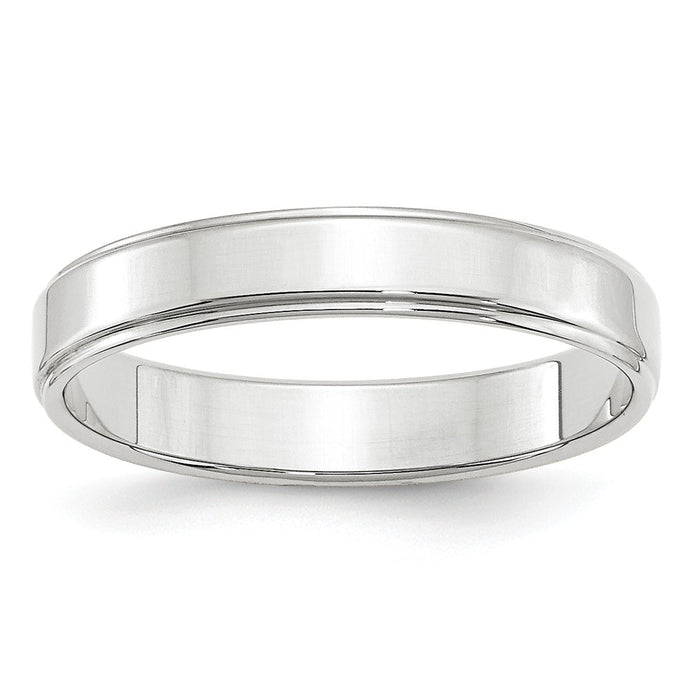 10k White Gold 4mm Flat with Step Edge Wedding Band Size 5.5