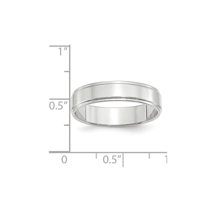 10k White Gold 5mm Flat with Step Edge Wedding Band Size 6