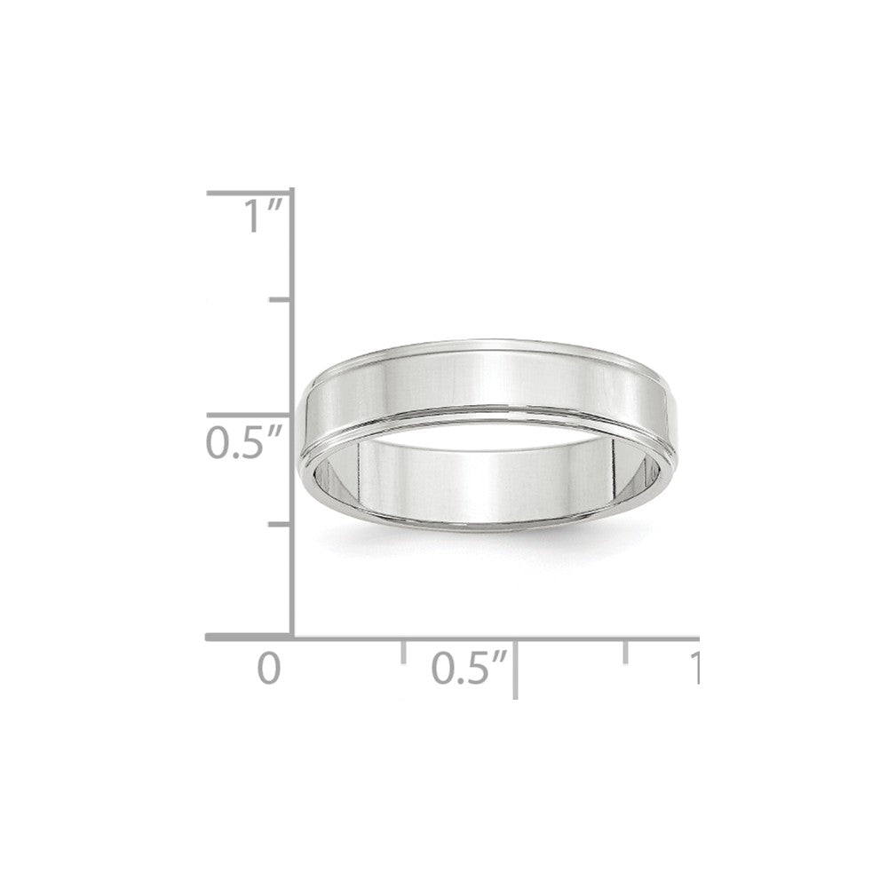 10k White Gold 5mm Flat with Step Edge Wedding Band Size 13