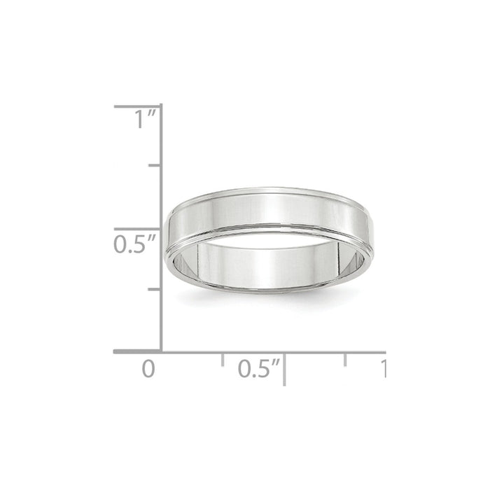 10k White Gold 5mm Flat with Step Edge Wedding Band Size 13