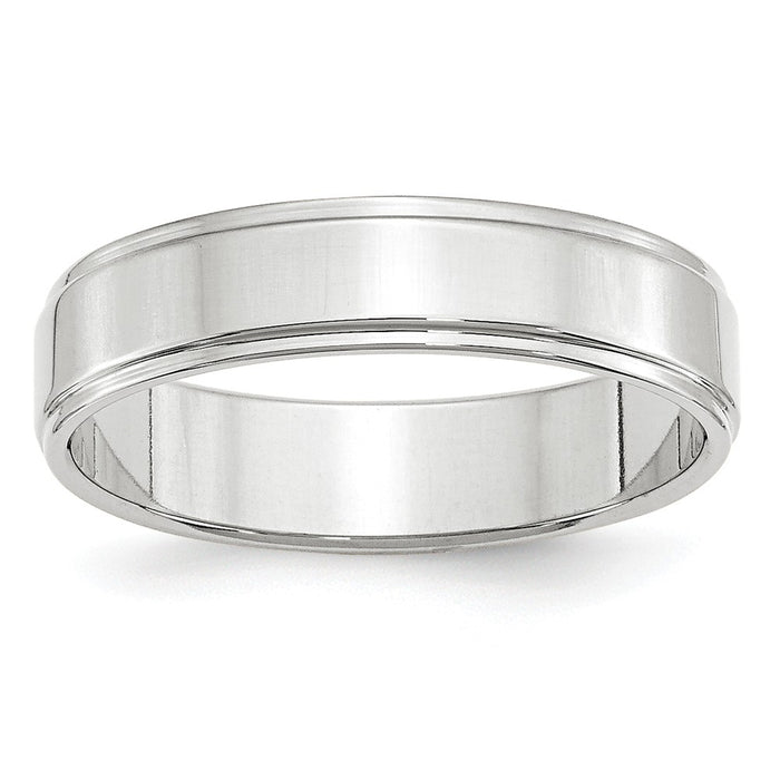 10k White Gold 5mm Flat with Step Edge Wedding Band Size 4.5