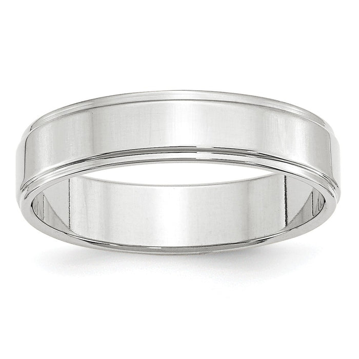 10k White Gold 5mm Flat with Step Edge Wedding Band Size 5