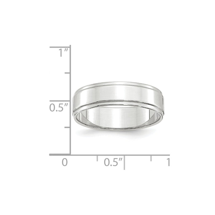 10k White Gold 6mm Flat with Step Edge Wedding Band Size 10.5