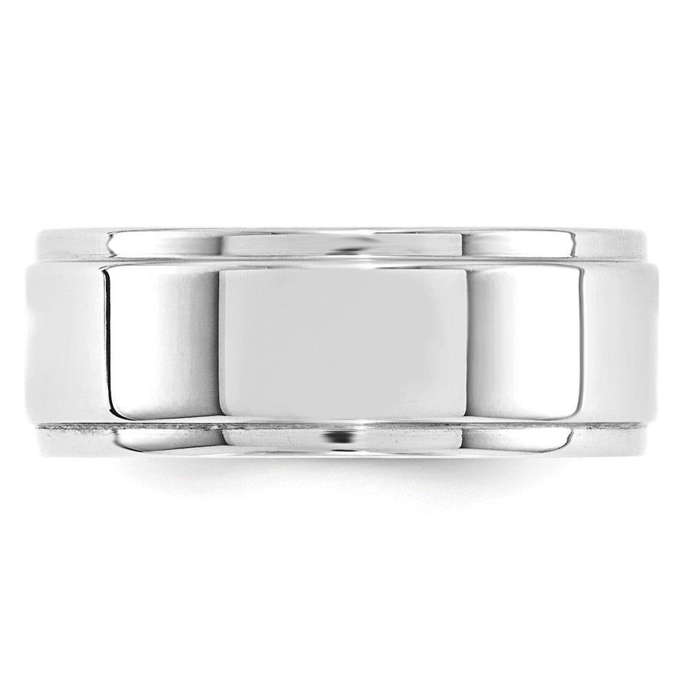10k White Gold 8mm Flat with Step Edge Wedding Band Size 7.5