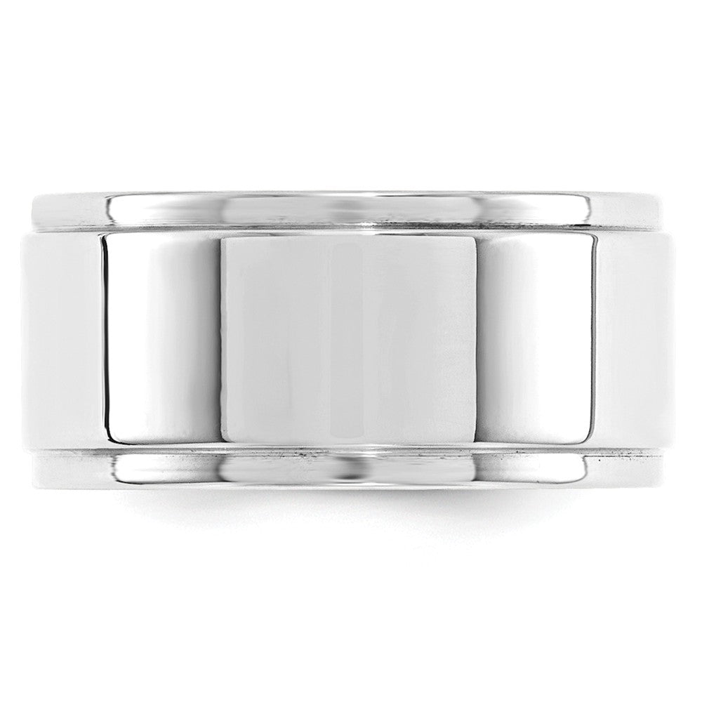 10k White Gold 10mm Flat with Step Edge Wedding Band Size 10