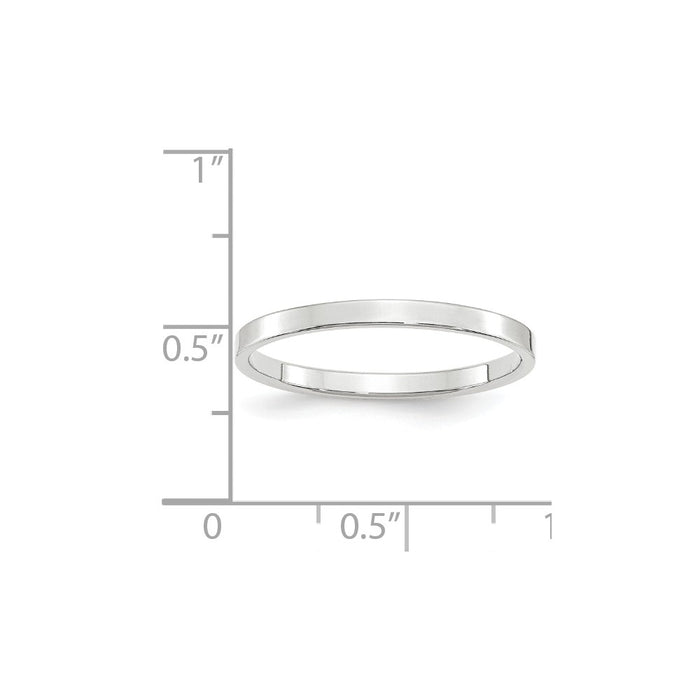 10k White Gold 2mm LTW Flat Wedding Band Size 5