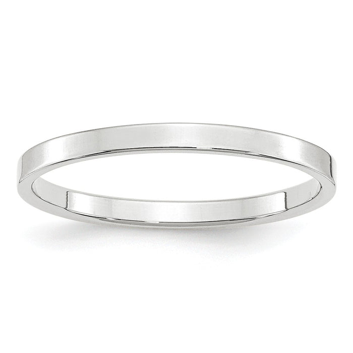 10k White Gold 2mm LTW Flat Wedding Band Size 5