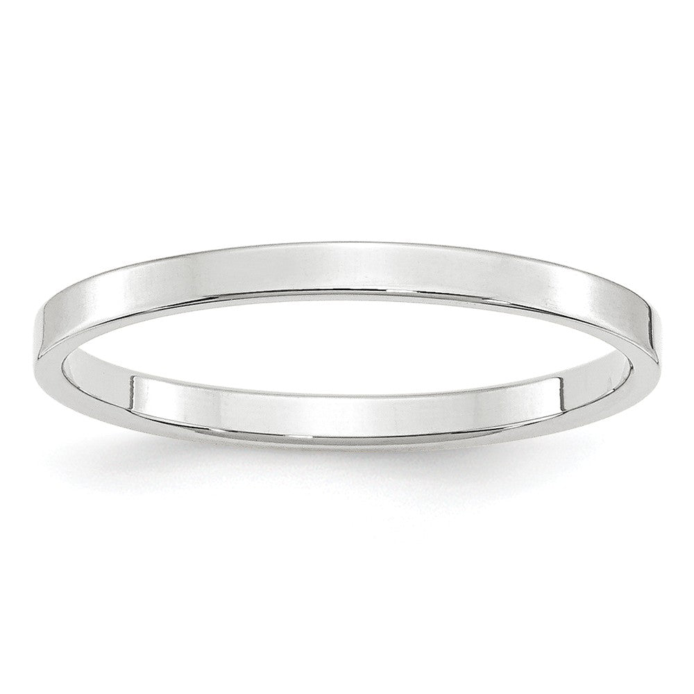 10k White Gold 2mm LTW Flat Wedding Band Size 11.5