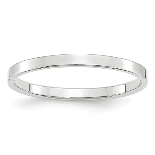 10k White Gold 2mm LTW Flat Wedding Band Size 11.5