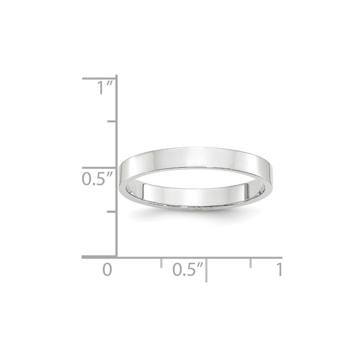 10k White Gold 3mm LTW Flat Wedding Band Size 9.5