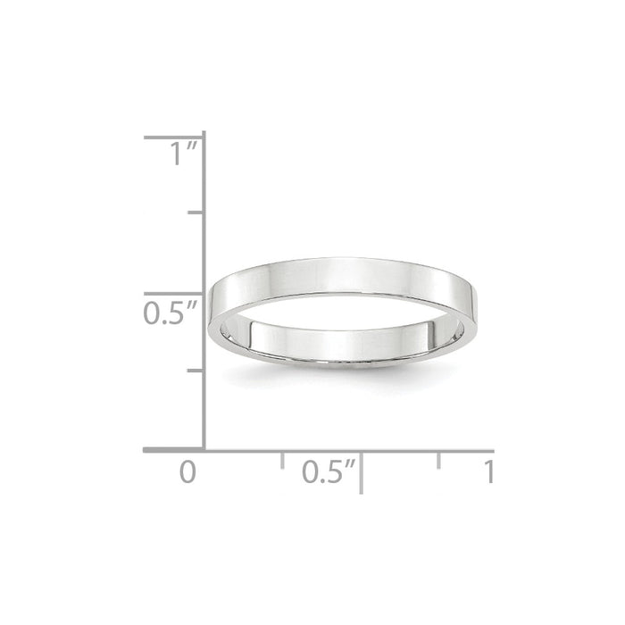 10k White Gold 3mm LTW Flat Wedding Band Size 13.5